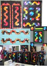 Sue, Jane, Margaret and Vivian played with the Scrappy Zappy Do technique from Foldy Rolly Patchwork Pzzazzr